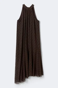 Online Gina Tricot Halterneck asymmetric dress Bruin