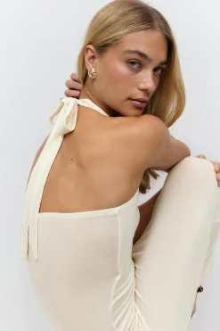Hot Gina Tricot Halterneck midaxi dress Wit