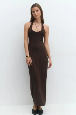 Best Gina Tricot Halterneck midaxi dress Bruin