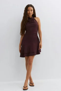 Online Gina Tricot Halterneck mini dress Paars