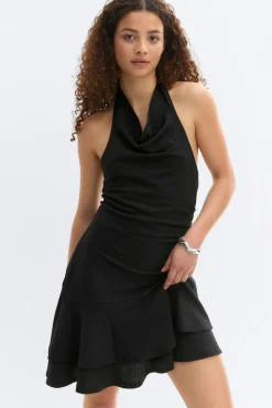Online Gina Tricot Halterneck mini dress Zwart