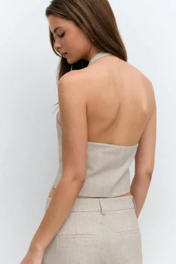 Gina Tricot Halterneck tailored vest Beige