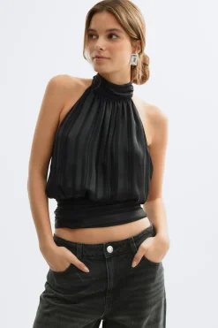 New Gina Tricot Halterneck top Zwart