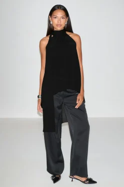 Outlet Gina Tricot Halterneck tunic top Zwart