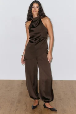 Hot Gina Tricot Halterneck tunic top Bruin