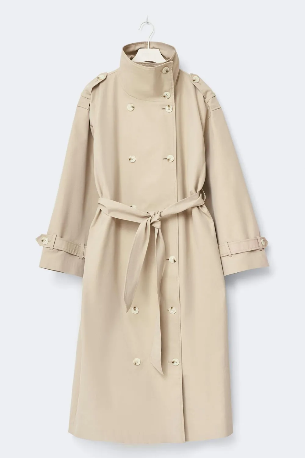 Gina Tricot High neck cotton trench coat Beige