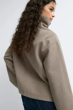 Best Gina Tricot High neck short felt jacket Beige