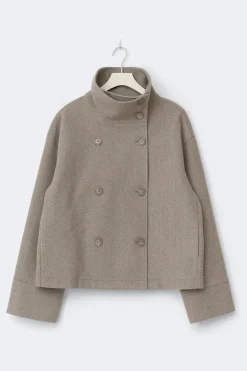 Best Gina Tricot High neck short felt jacket Beige