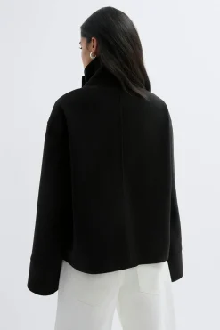 New Gina Tricot High neck short felt jacket Zwart