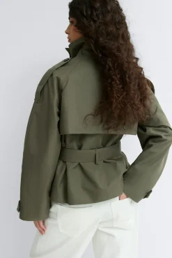 Clearance Gina Tricot High neck trench jacket Groen