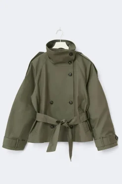 Clearance Gina Tricot High neck trench jacket Groen