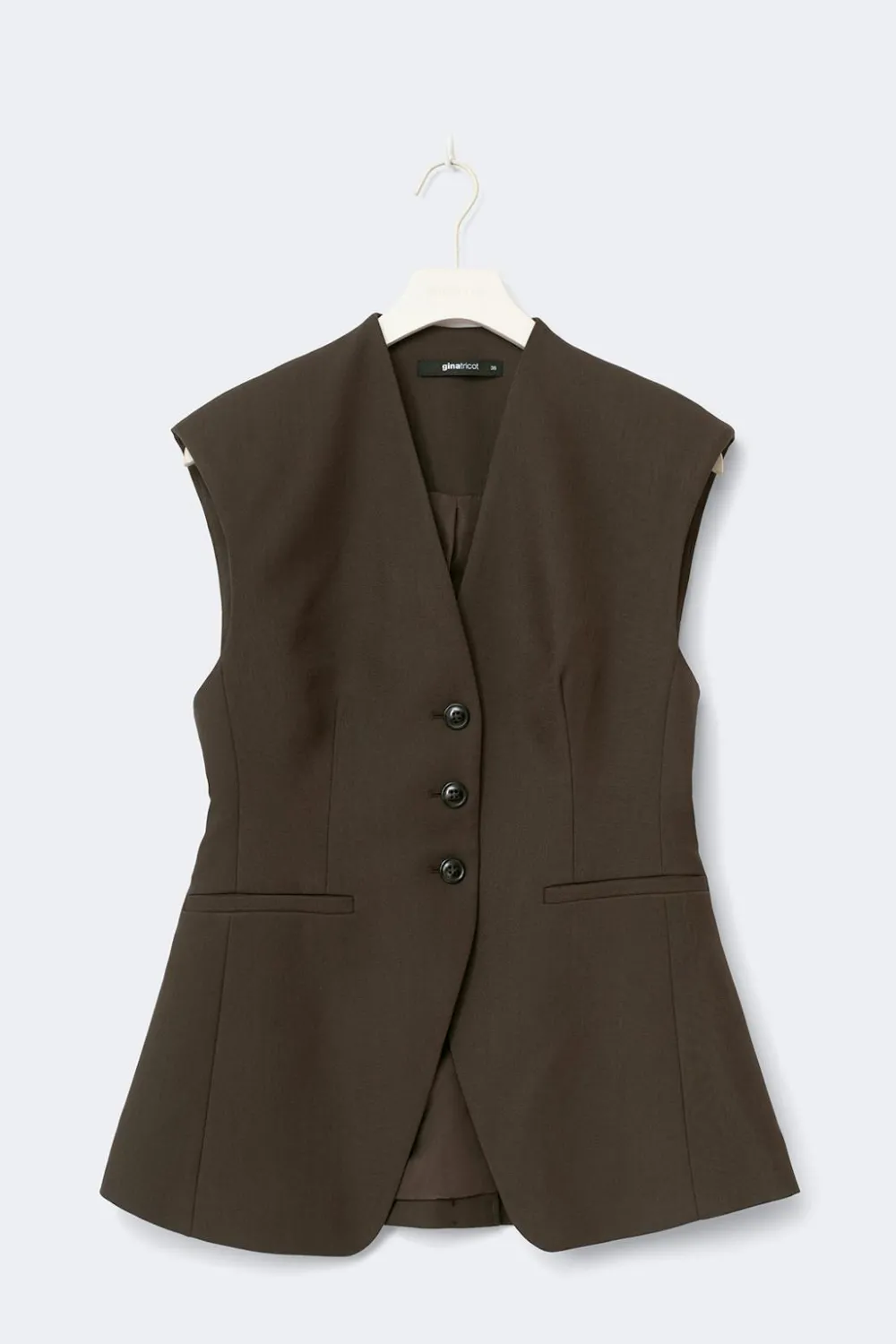 Gina Tricot High neck vest Bruin