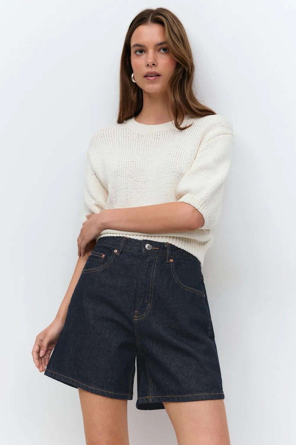 Online Gina Tricot High waist denim shorts Blauw