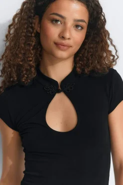 Gina Tricot Keyhole top Zwart