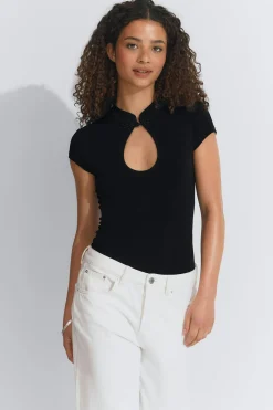 Gina Tricot Keyhole top Zwart
