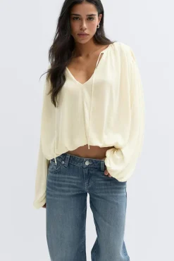 New Gina Tricot Knitted balloon top Wit