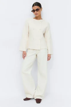 Online Gina Tricot Knitted button cardigan Wit