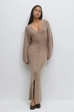 Sale Gina Tricot Knitted button down dress Beige