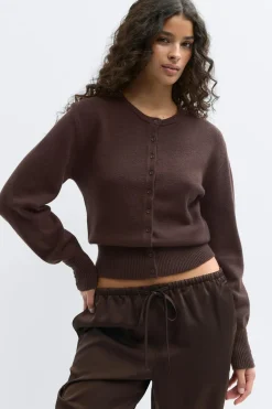 Online Gina Tricot Knitted cardigan Bruin