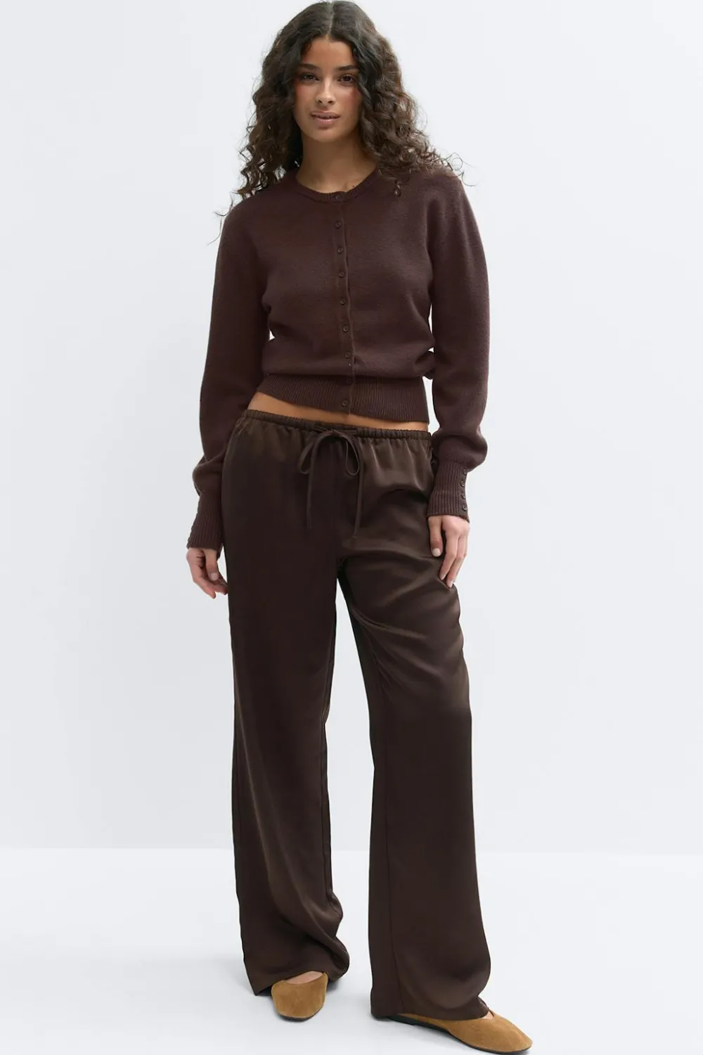 Online Gina Tricot Knitted cardigan Bruin