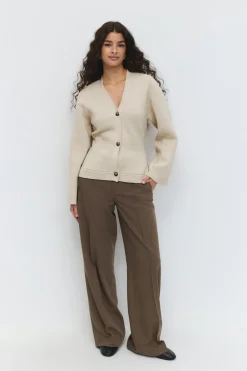 Sale Gina Tricot Knitted cotton cardigan Beige