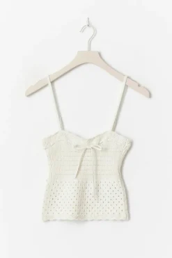 Clearance Gina Tricot Knitted cotton singlet Wit