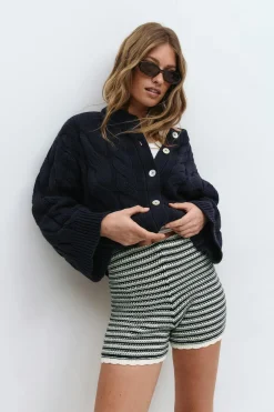 Sale Gina Tricot Knitted crochet shorts Blauw