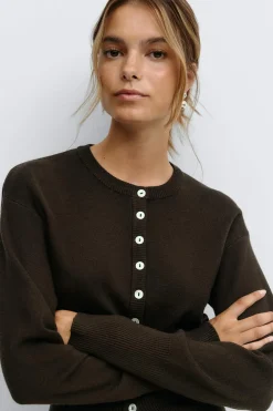 Clearance Gina Tricot Knitted loungewear cardigan Bruin