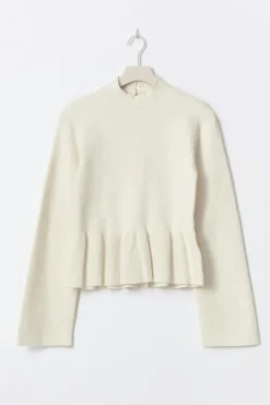Discount Gina Tricot Knitted peplum top Wit