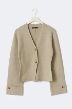 Clearance Gina Tricot Knitted sculptured cardigan Beige