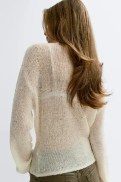 Gina Tricot Knitted sheer cardigan Wit