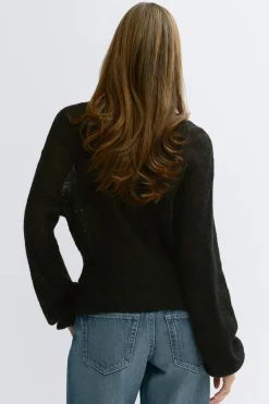 Clearance Gina Tricot Knitted sheer cardigan Zwart