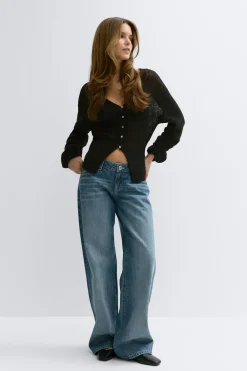 Clearance Gina Tricot Knitted sheer cardigan Zwart