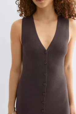 Gina Tricot Knitted vest dress Bruin