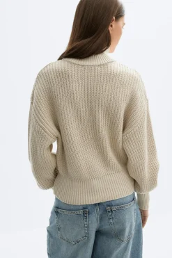 Discount Gina Tricot Knitted zip cardigan Beige