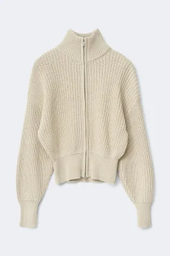 Discount Gina Tricot Knitted zip cardigan Beige