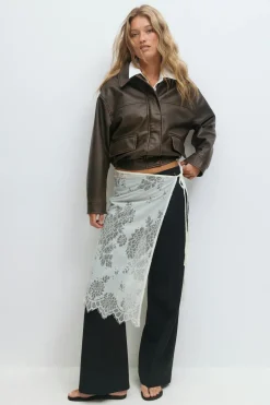 Sale Gina Tricot Lace apron skirt Wit