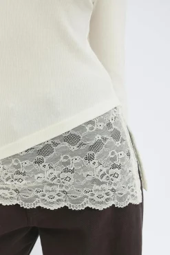 Gina Tricot Lace detail boatneck top Wit