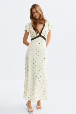 Gina Tricot Lace detail midi dress Zwart
