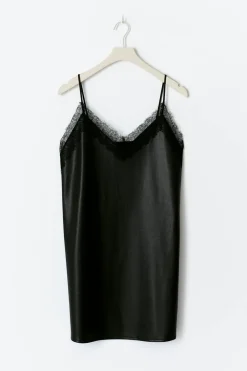 Best Gina Tricot Lace detail pu dress Zwart