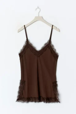 Clearance Gina Tricot Lace detail singlet Bruin