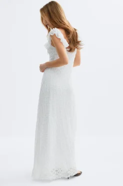 Outlet Gina Tricot Lace frill maxi dress Wit