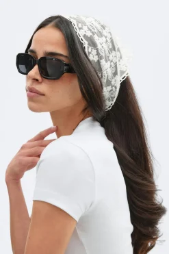 Gina Tricot Lace head scarf Wit