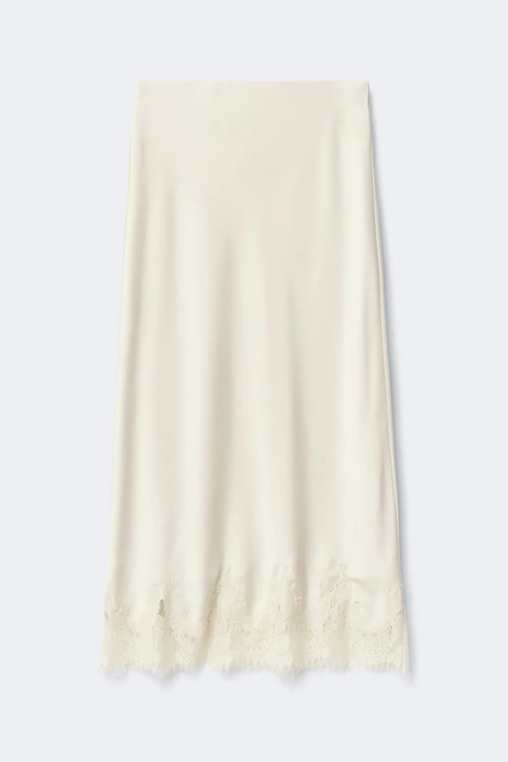 Discount Gina Tricot Lace satin midi skirt Wit