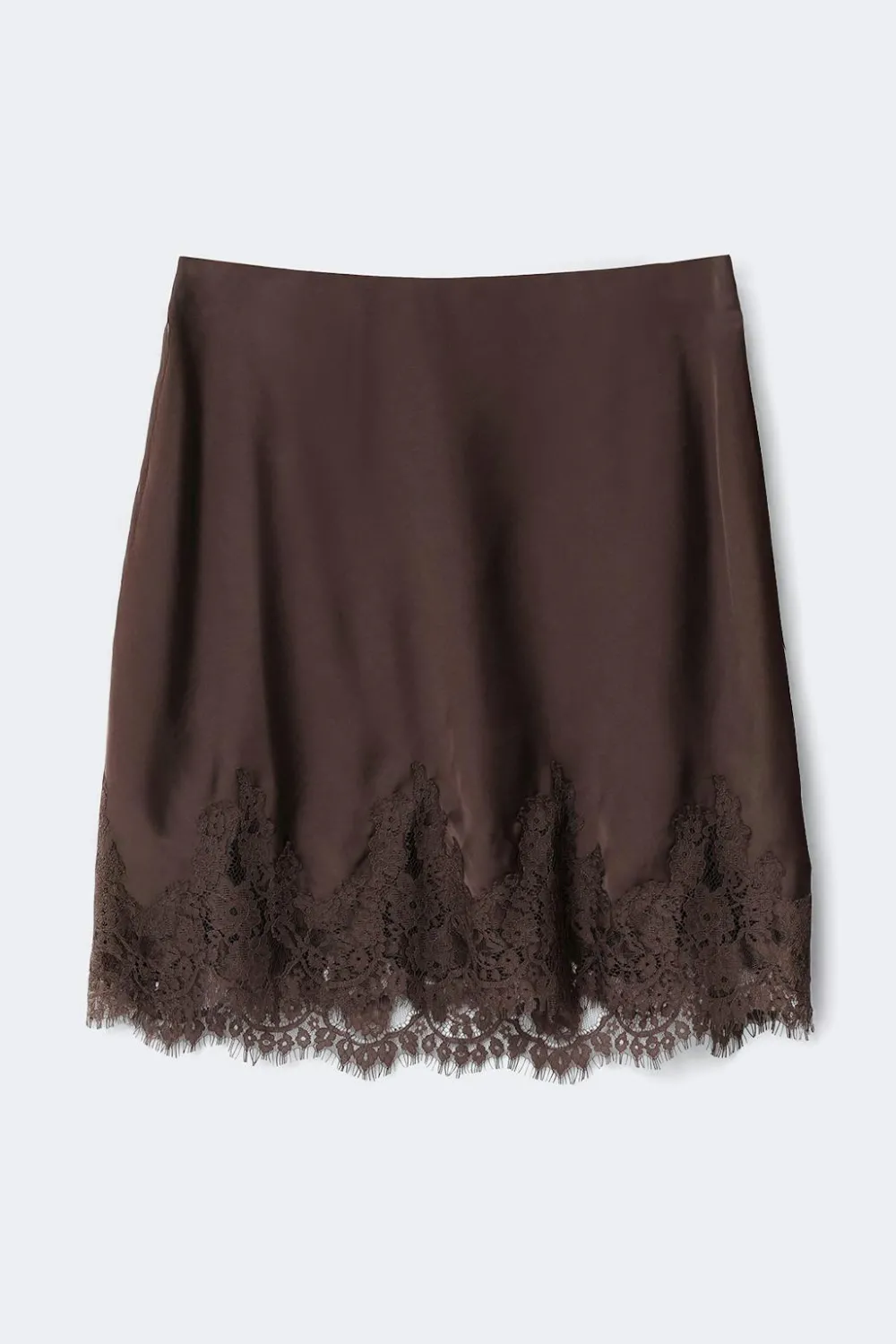 Hot Gina Tricot Lace satin mini skirt Bruin