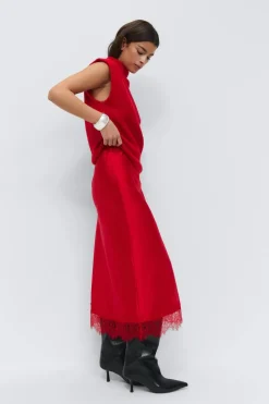 Gina Tricot Lace skirt Rood