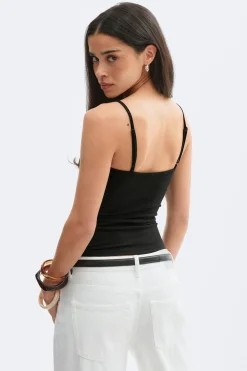 New Gina Tricot Lace strap singlet Zwart