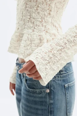 Clearance Gina Tricot Lace v-neck top Wit