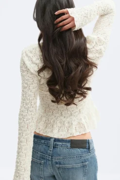 Clearance Gina Tricot Lace v-neck top Wit