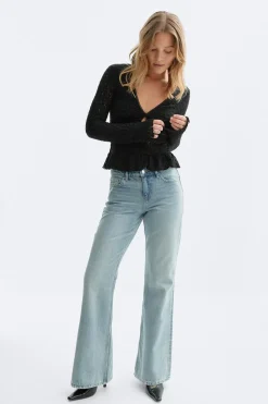 Best Gina Tricot Lace v-neck top Zwart